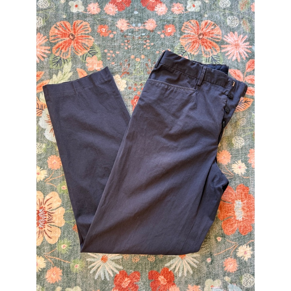 Prada Milano Womens Navy‎ Blue Cotton Twill Trousers Button Fly Made in Italy 48
